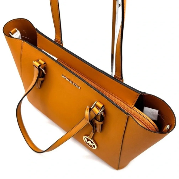 Michael Kors Charlotte LG Tote Bag 3 IN 1 Leather Shoulder Bag Cider - Picture 5 of 15